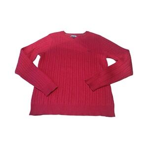 IZOD Womens Pink Cable Knit Cotton Crew Neck Sweater Size M PC-759 RN 36543